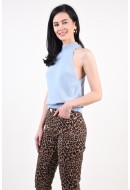 Women Jeans Vero Moda Isabel Hw Akl Mom Button Printed Roasted Coconut/Leopard